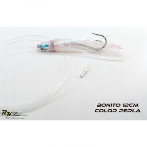 Pulpito Bonito de 12cm con montaje de anzuelo doble color Perla