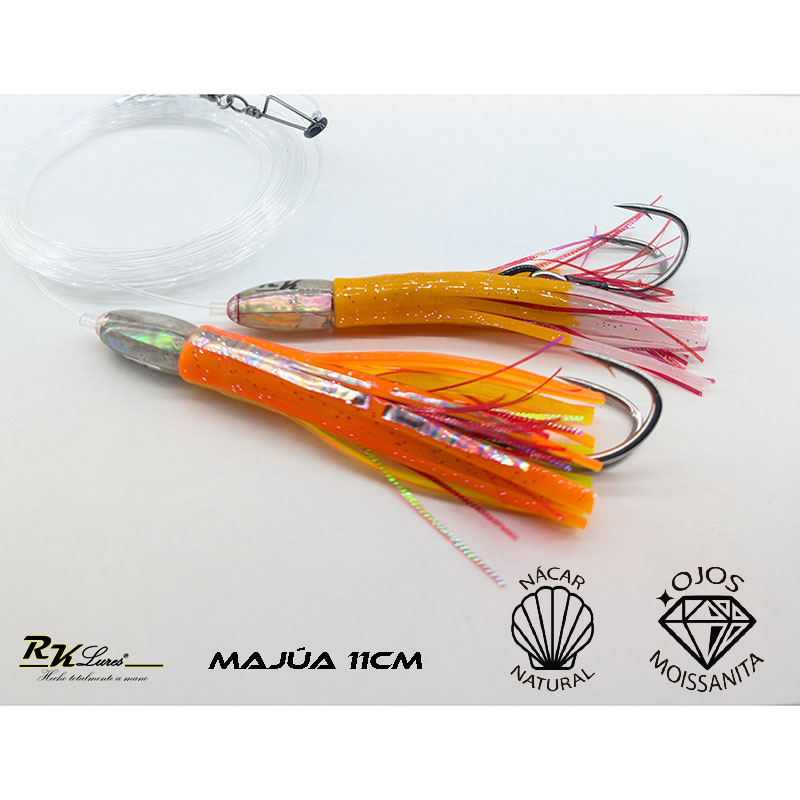 Tándem de dos pulpitos Majúa de 11cm de nácar auténtico color Naranja - Imagen 2